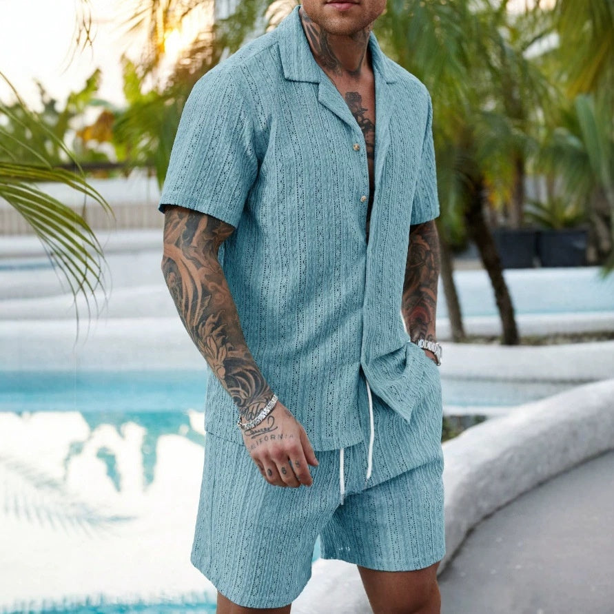 Mens Fashionable Printed Casual Shirt Set by Ricaloux