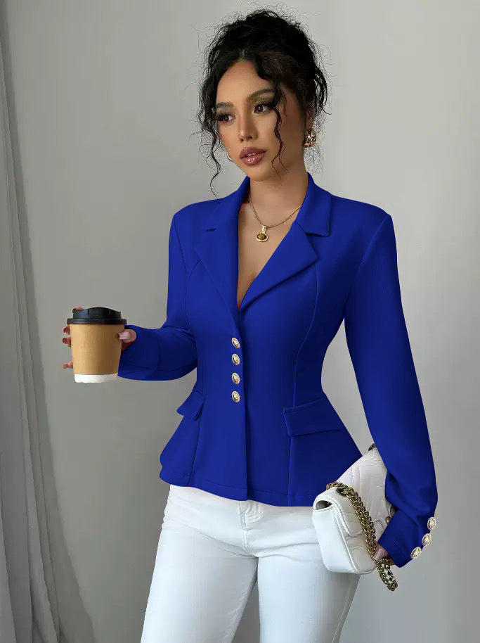 Womens Tailored Lapel Long-sleeve Coat by Ricaloux