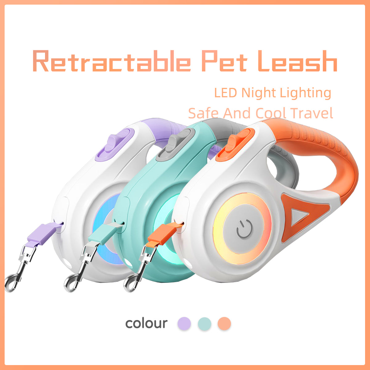 Dog Leash Retractable Leash And Dog Collar Spotlight Automatic Pet Dog Cat Traction Rope For Small Medium Dogs Pet Product by Ricaloux
