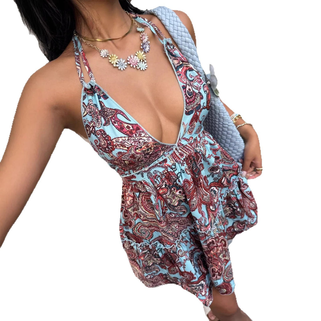 Womens Floral-Print Backless Strap Dress by Ricaloux