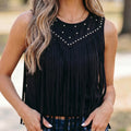 Womens Versatile Retro Fringed Sleeveless Top by Ricaloux
