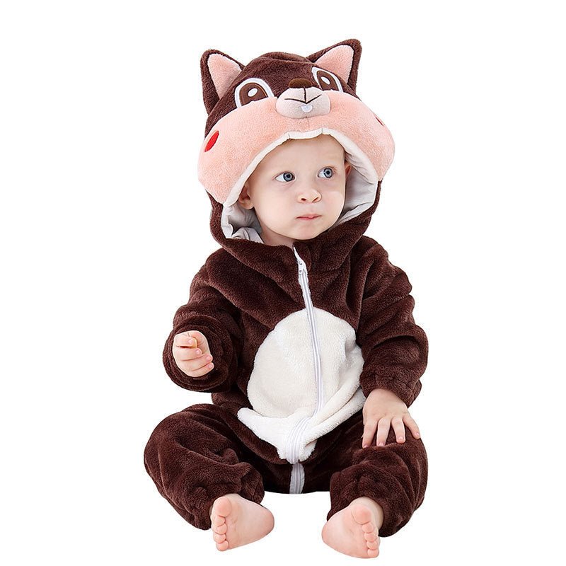 Clothes For Babies Autumn 3-year-old Baby Animal Jumpsuit Flannel Romper European And American Children's Wear - RICALOUX