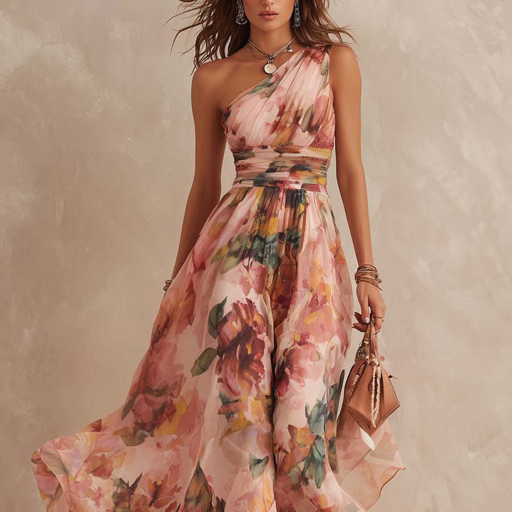 Elegant Printed Off-shoulder Sleeveless Dress – Premium 0 | RICALOUX