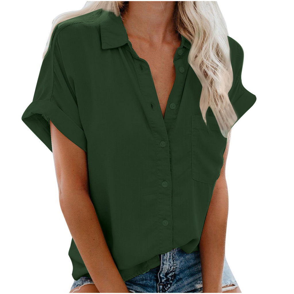 Ladies Lapel Button Shirt Summer by Ricaloux
