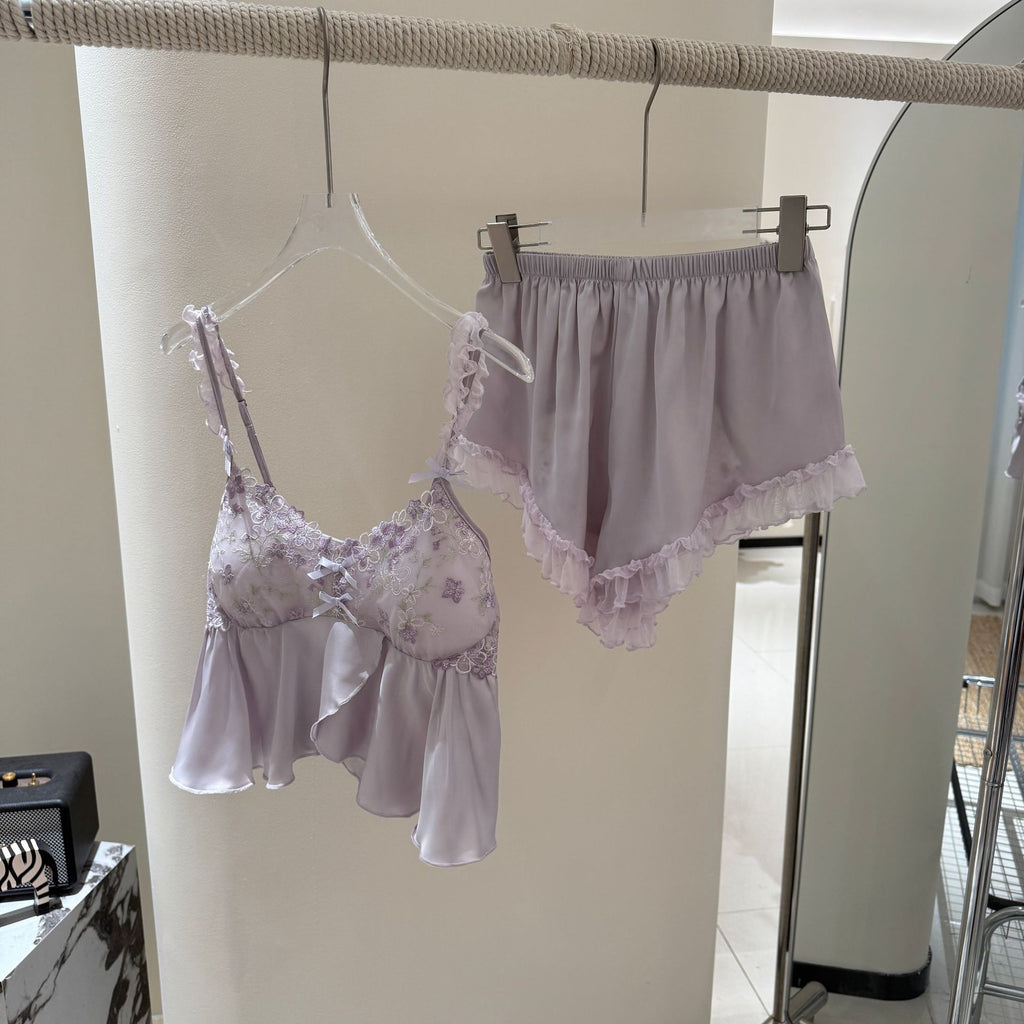 Strap Shorts, New-style Four-piece Pajama Set by Ricaloux