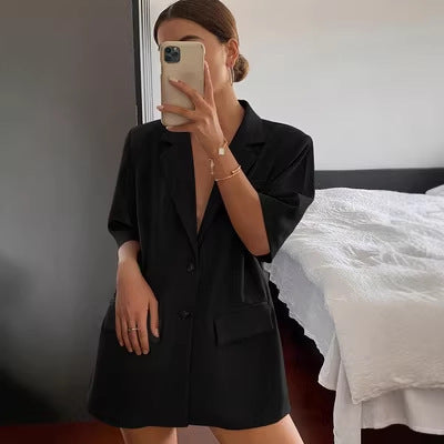 Fashionable Womens Suit Jacket Short-Sleeve Top – Premium 0 | RICALOUX