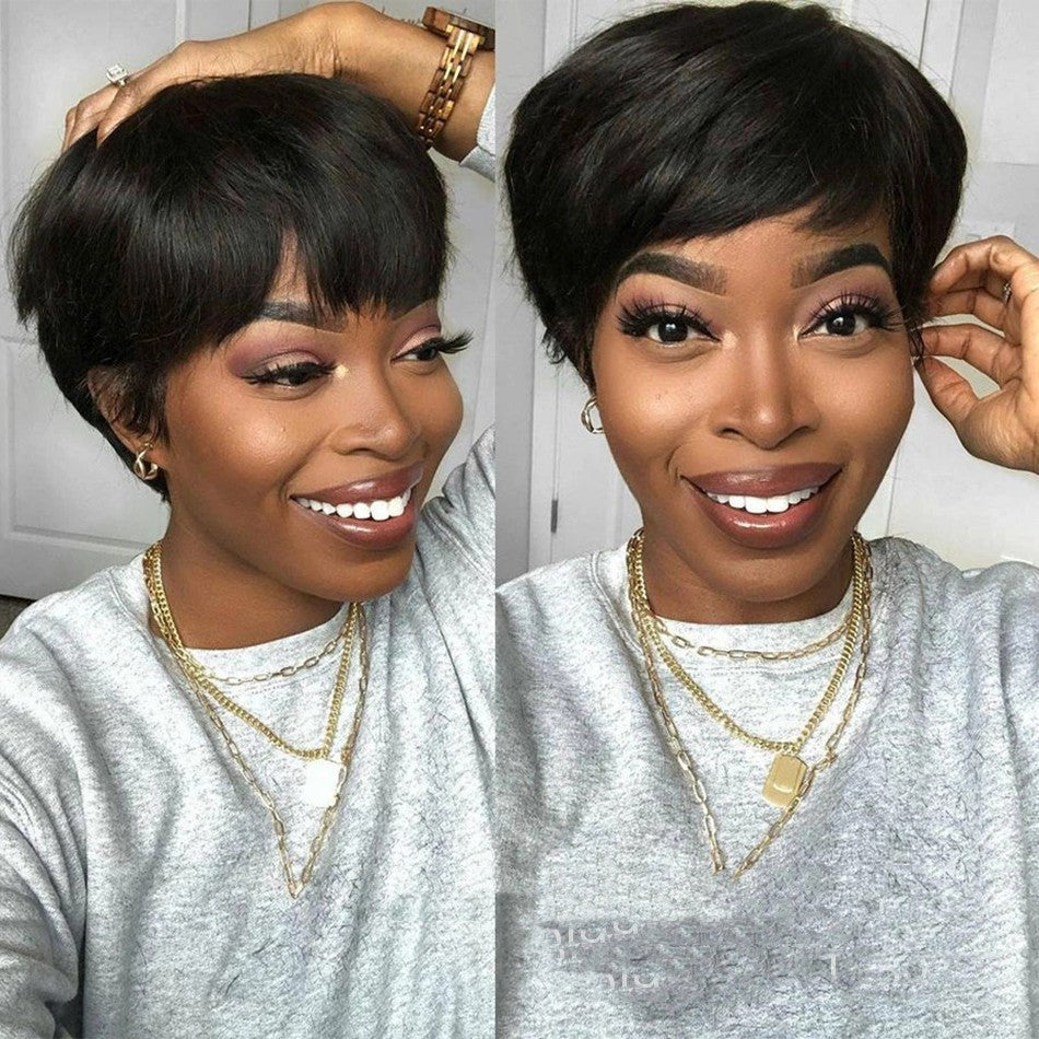 Wig Female Headgear Foreign Trade Black Straight Hair Pixie Cut Black Wigs – Premium 0 | RICALOUX