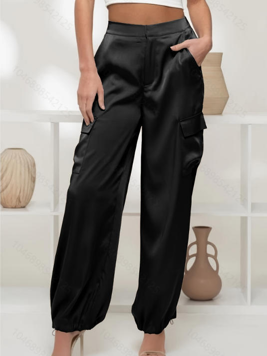 Western-style Womens Satin Cargo Pants by Ricaloux