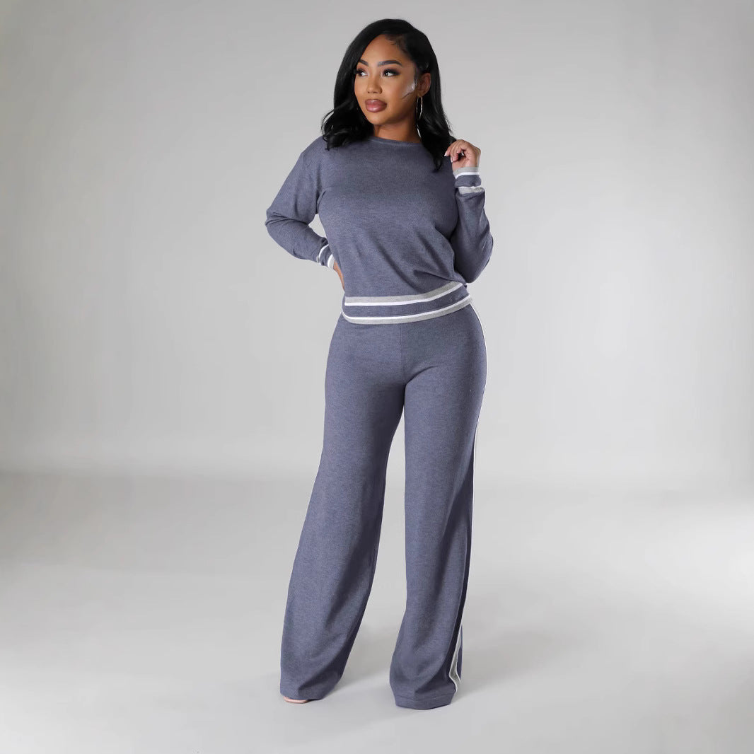 Womens Wide-Leg Casual Long Pants Set by Ricaloux