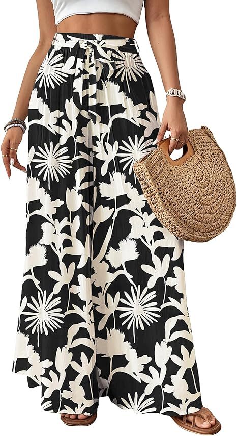 Womens Flowing Floral Wide-Leg Pants by Ricaloux