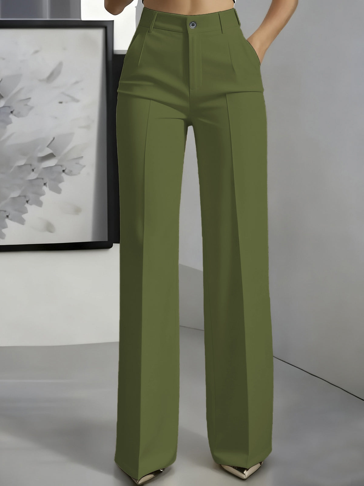 High-waisted Draping Straight-leg Minimalist Suit Trousers by Ricaloux