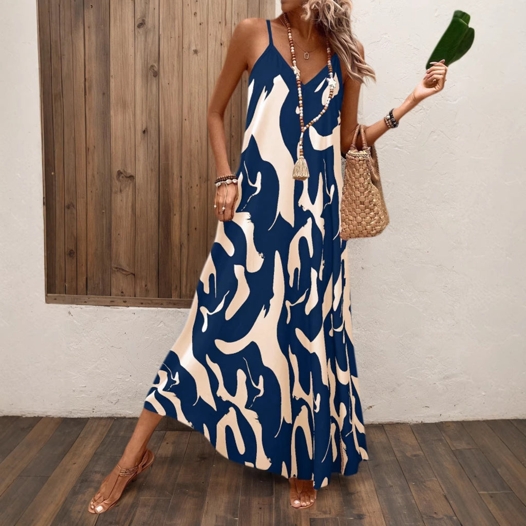 Womens FashionableCasual And Sexy Printed Strap Dress by Ricaloux