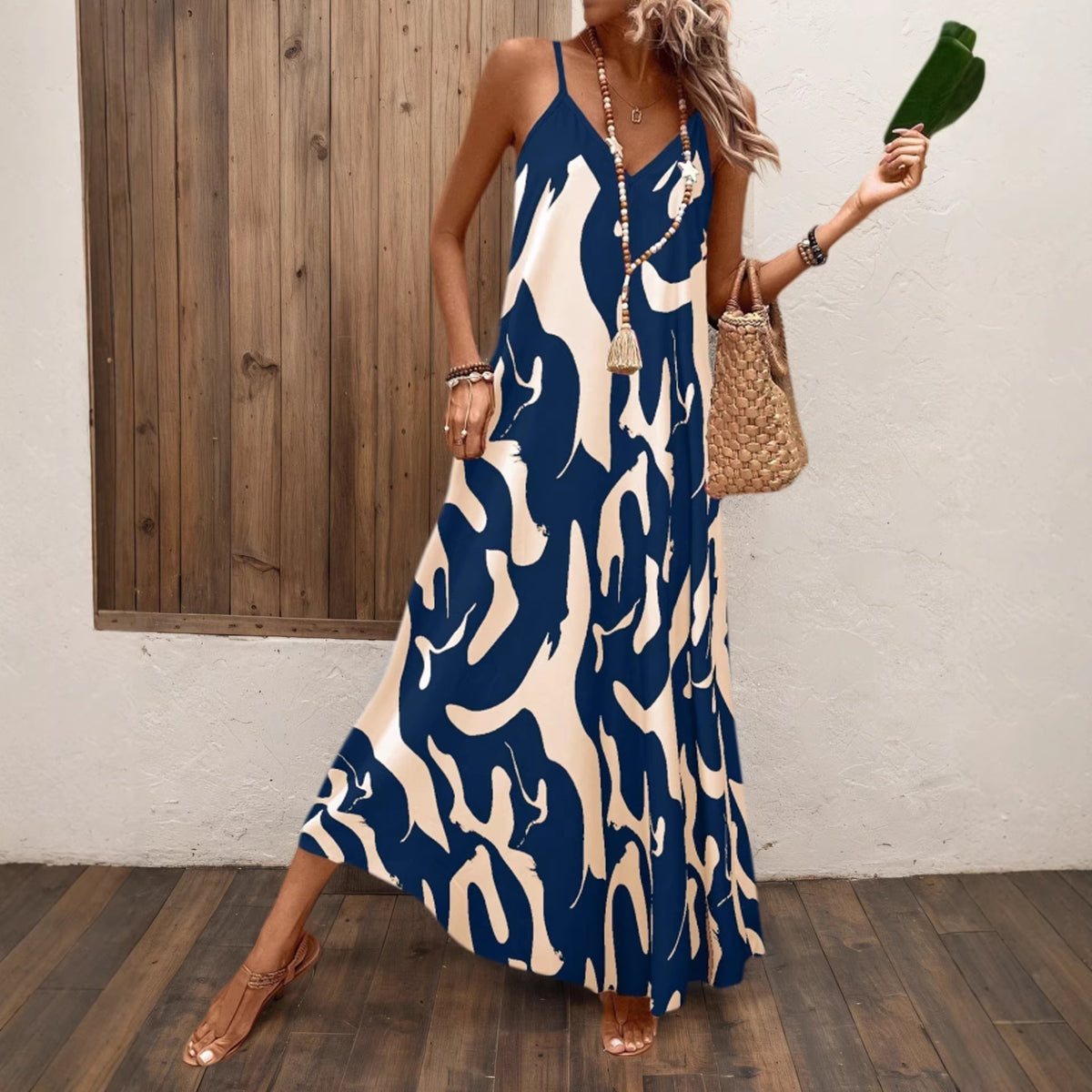 Womens FashionableCasual And Sexy Printed Strap Dress by Ricaloux