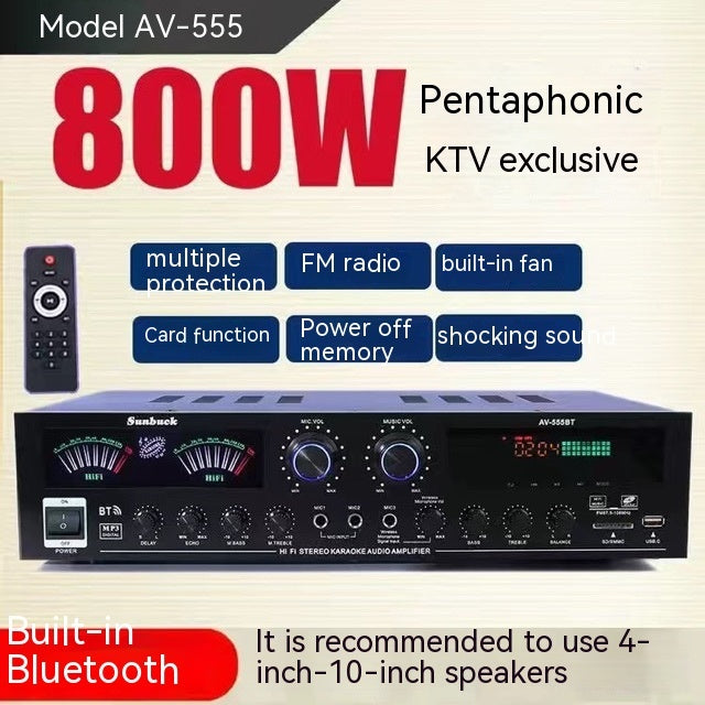 Home Karaoke 5-channel Home Bluetooth Amplifier by Ricaloux
