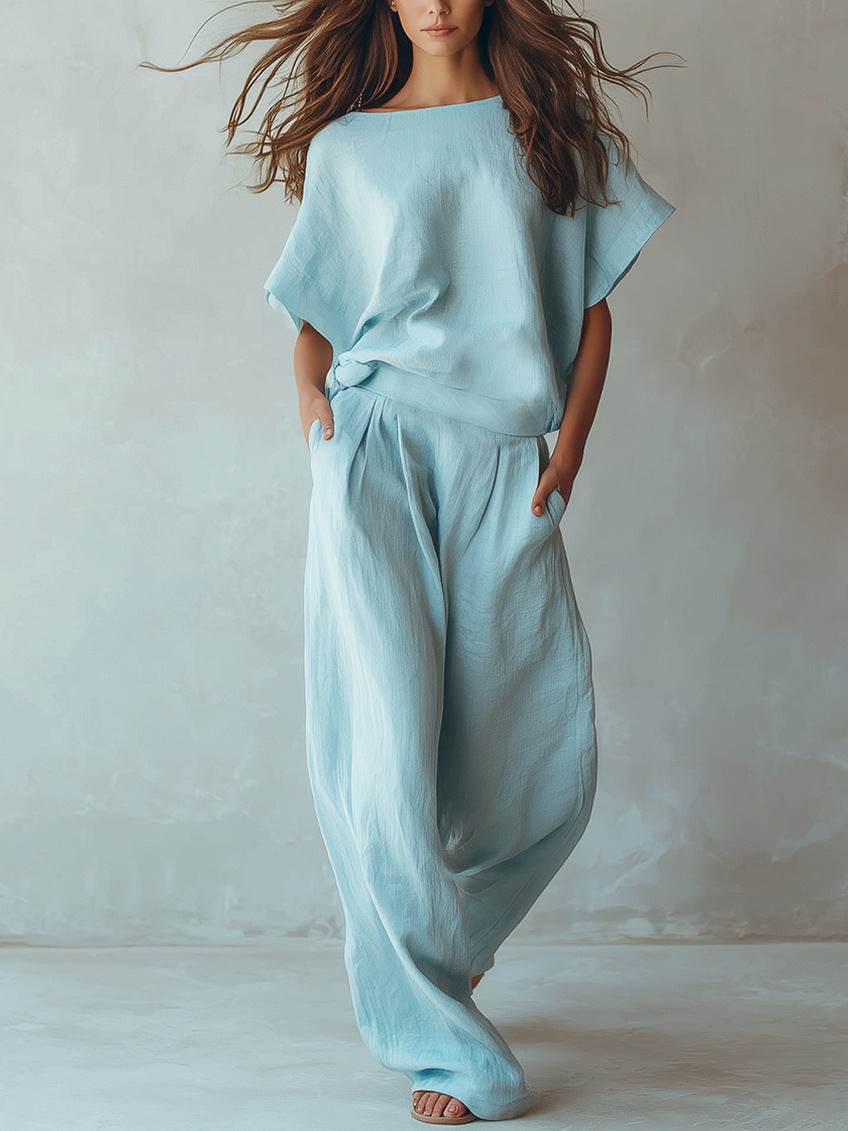 Loose-fit Figure-flattering Linen Two-piece Set by Ricaloux