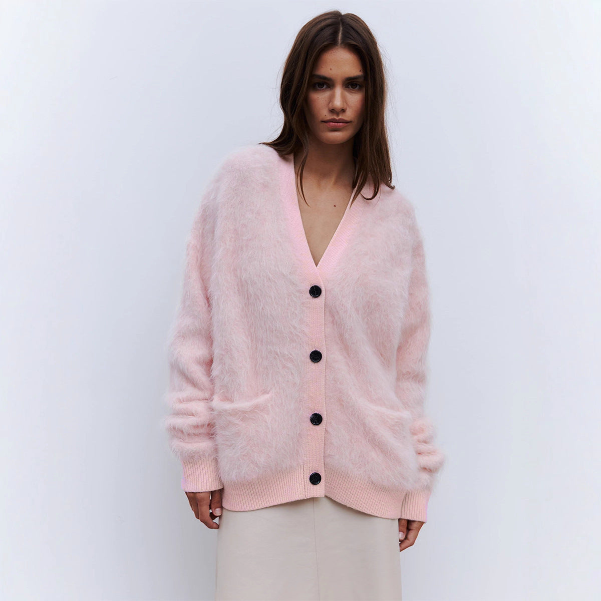Laid-back Relaxed-fit Knitted Warm Cardigan by Ricaloux