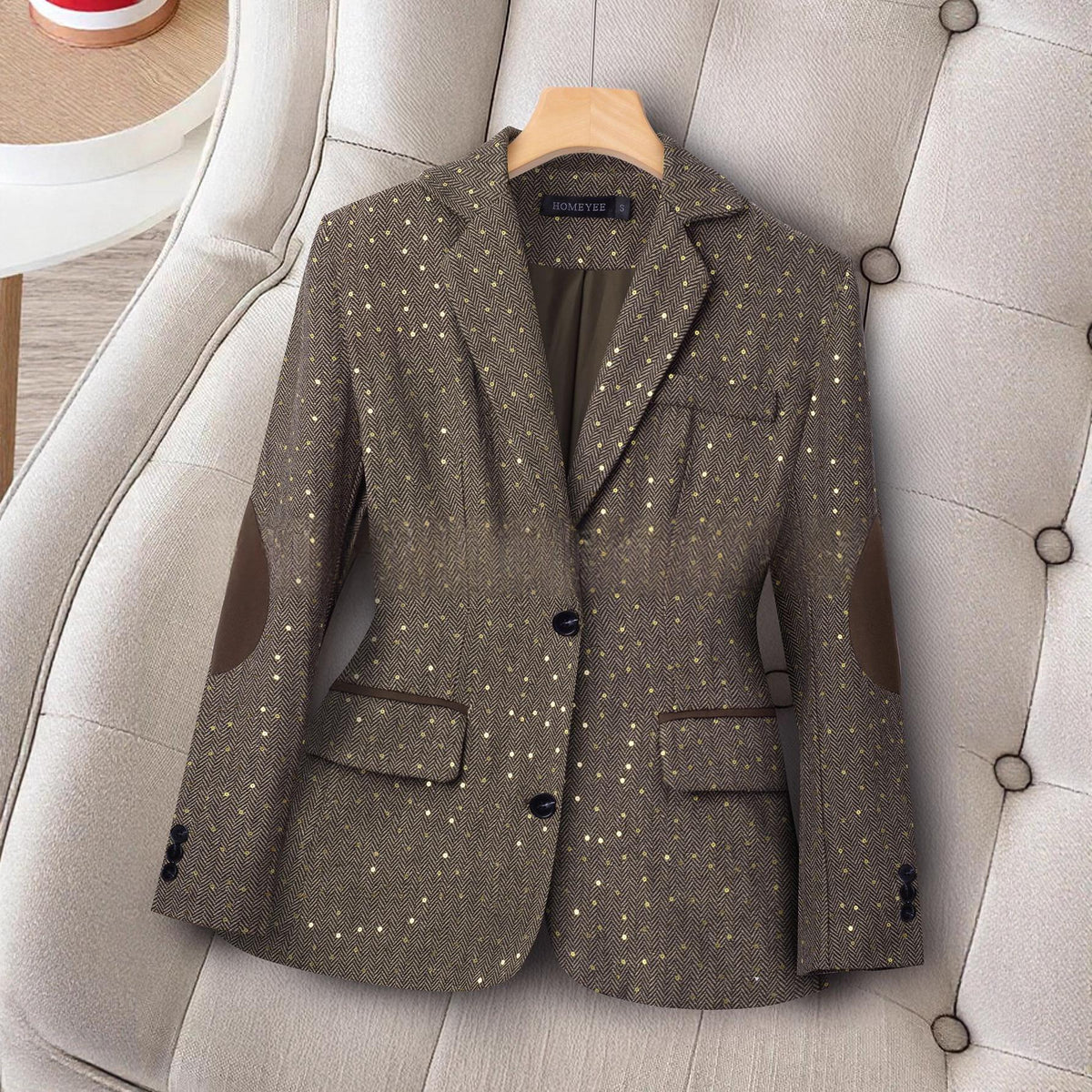 Womens Long-Sleeve Color-Block Suit With Spring And Autumn Geometric Patterns by Ricaloux