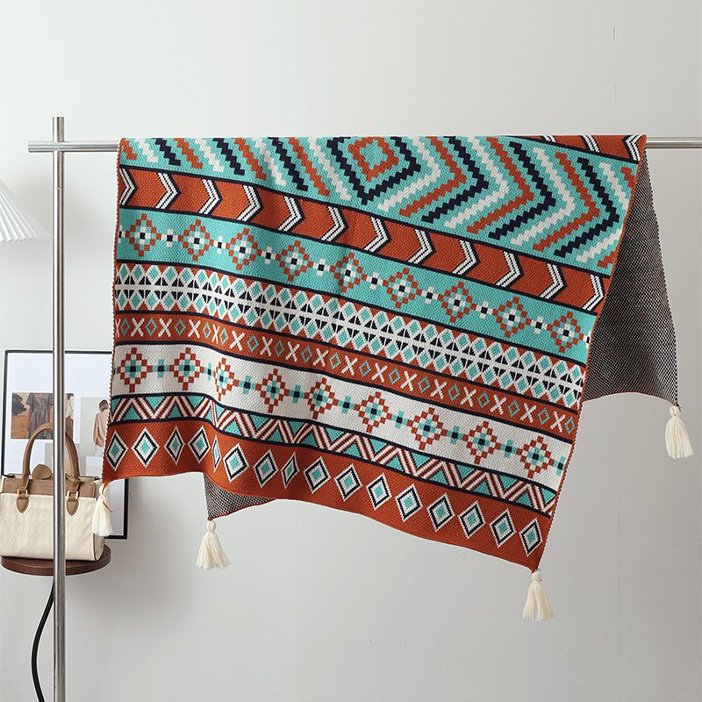 Ethnic-style Knitted Tassel Shawl – Premium 0 | RICALOUX