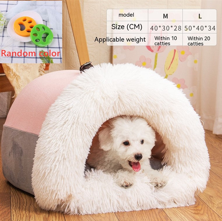 New Splice Portable Pet Nest Portable Autumn And Winter Warm Dog Nest Moisture-proof Long Fur Cat Nest Cross Border Pet Nest by Ricaloux