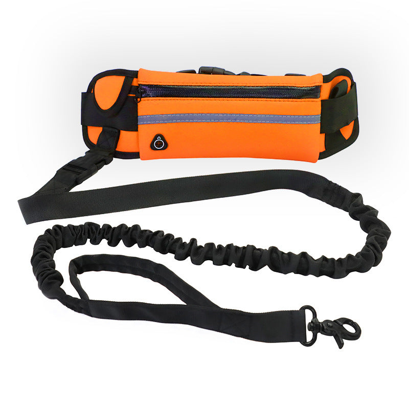 Hands Free Dog Leash Pet Walking And Training Belt With Shock Absorbing Bungee Leash For Up To 180lbs Large Dogs Phone Pocket And Water Bottle Holder by Ricaloux
