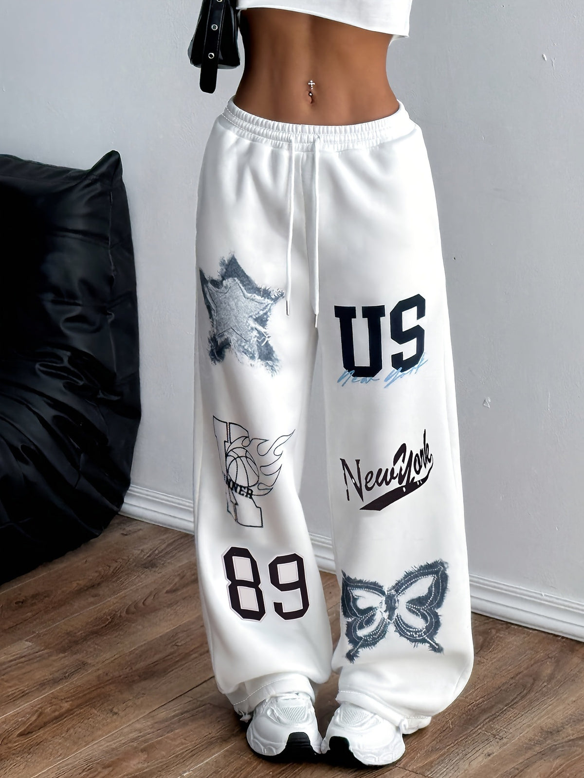 Printed Casual Loose-fit Wide-leg Pants Sweatpants – Premium 0 | RICALOUX