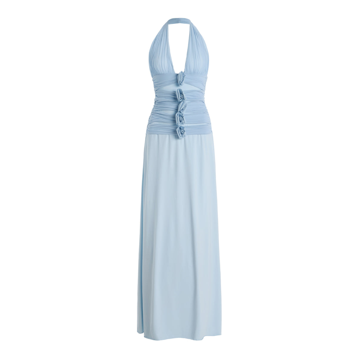 Deep-V Plunging Back Three-dimensional Floral Dress by Ricaloux