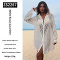 Lace Trimmed Blouse Style Swimsuit Cover Up Womens Sun Protective Beach Cardigan by Ricaloux