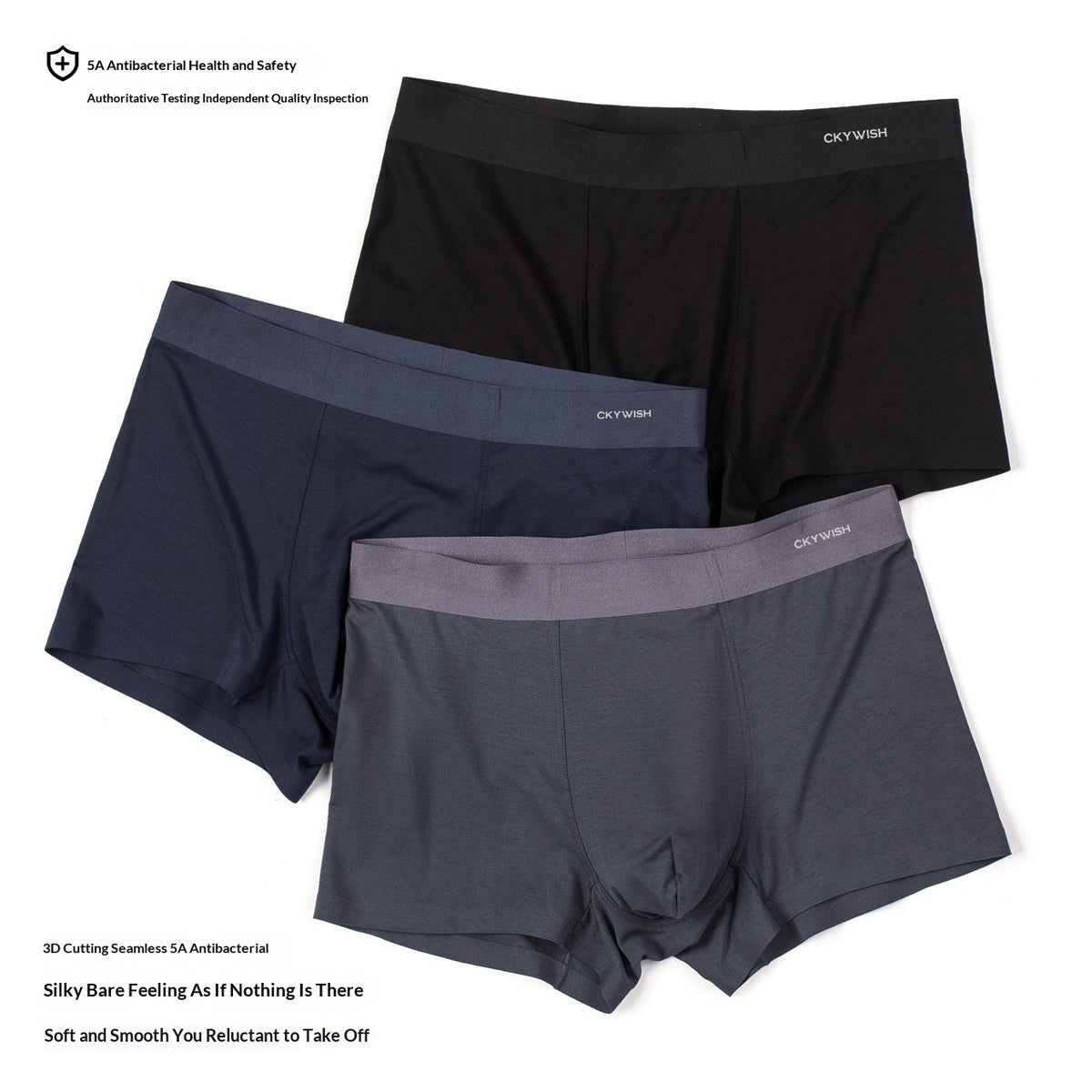 High-elasticity Antibacterial Seamless Mens Boxer Briefs by Ricaloux