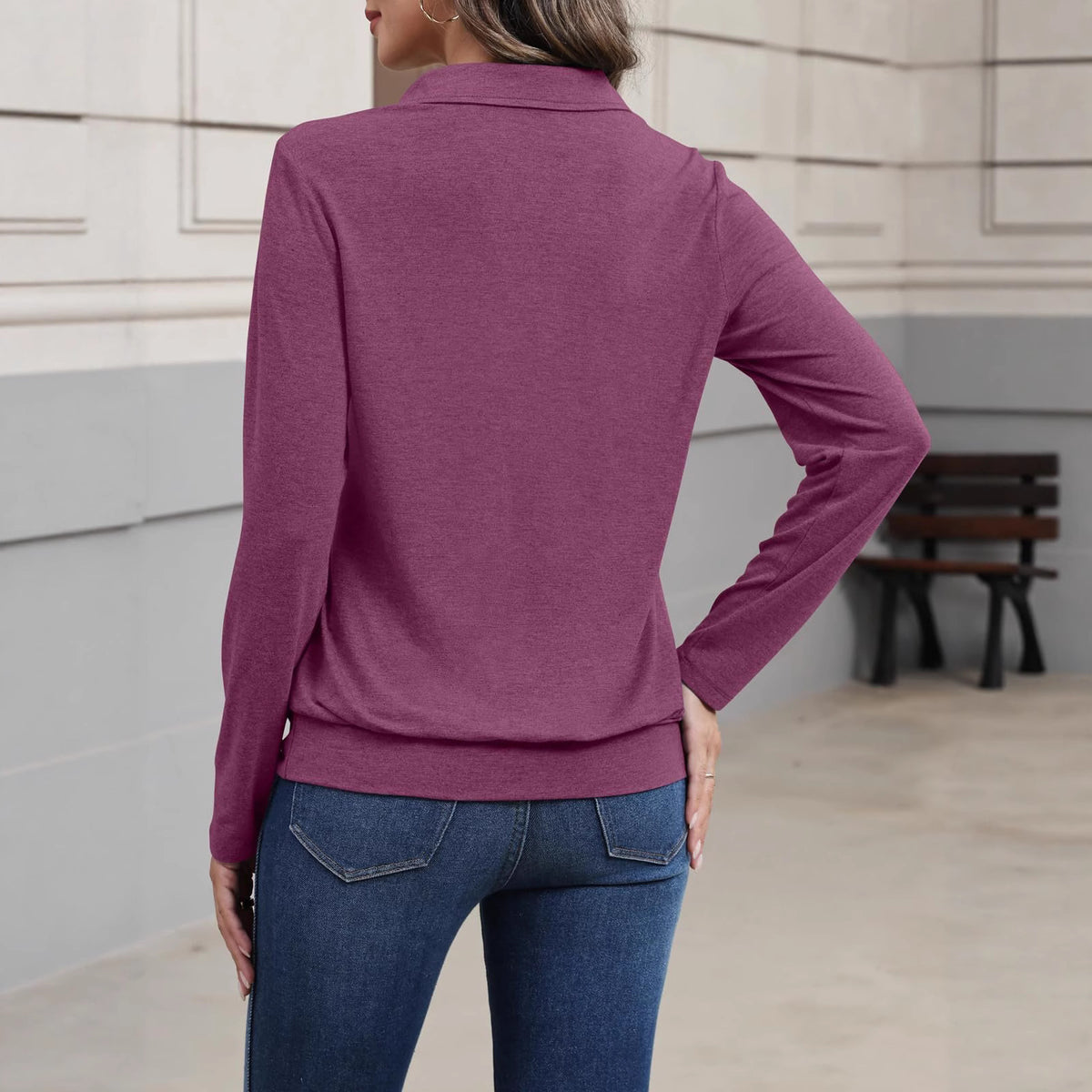 Womens Long-sleeved Fashionable Casual Minimalist And Relaxed-fit Top by Ricaloux