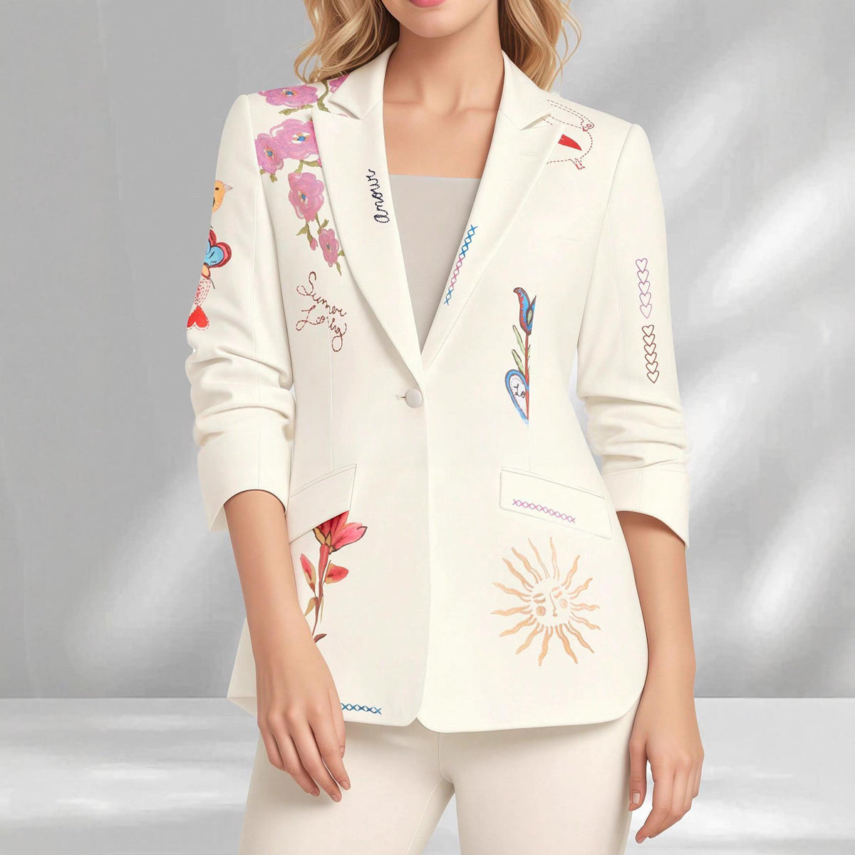 New Stylish Womens Tailored Blazer With A Lapel Western-style Long Sleeves by Ricaloux