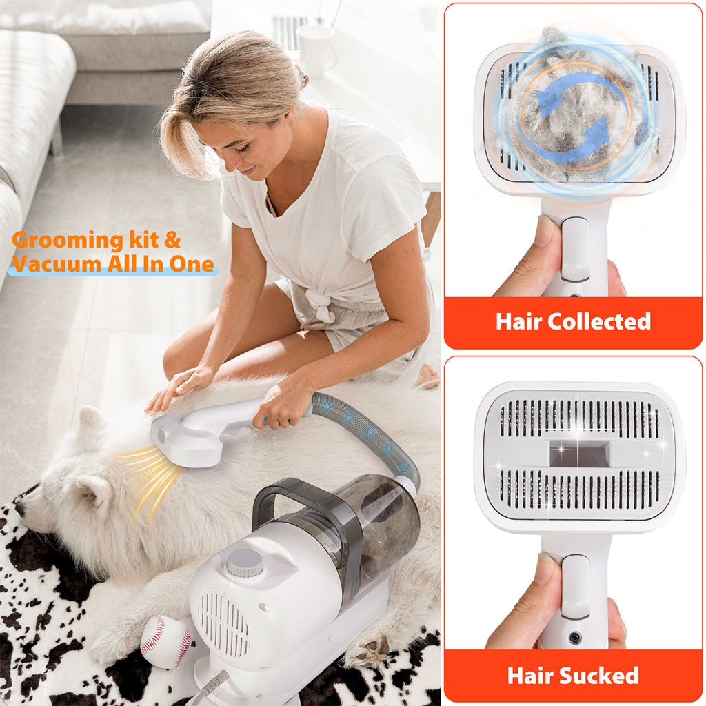 Pet Suction And Scissors All-in-one Machine Dust Collection Suit Multi-function Hair Care Device by Ricaloux