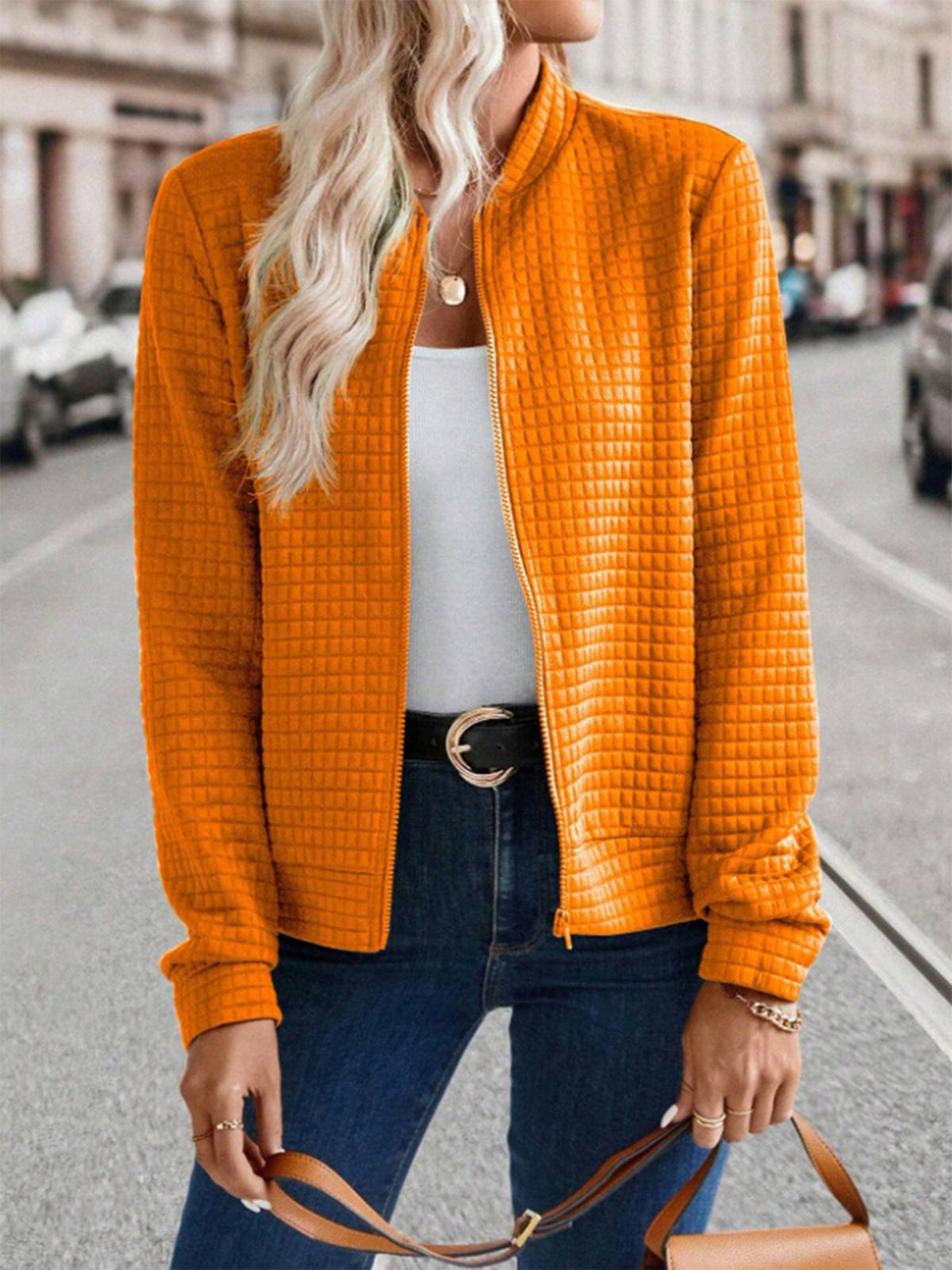 Hot Selling New Arrival Women's Long Sleeve Zip-Up Solid Color Decorative Cardigan, Solid Casual Outerwear For Ladies – Premium 4 | RICALOUX