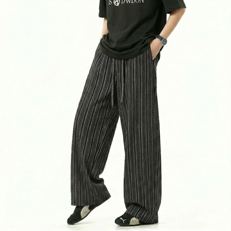 Gender-neutral Pleated Casual Loose-fit Bubble-cloth Pants by Ricaloux