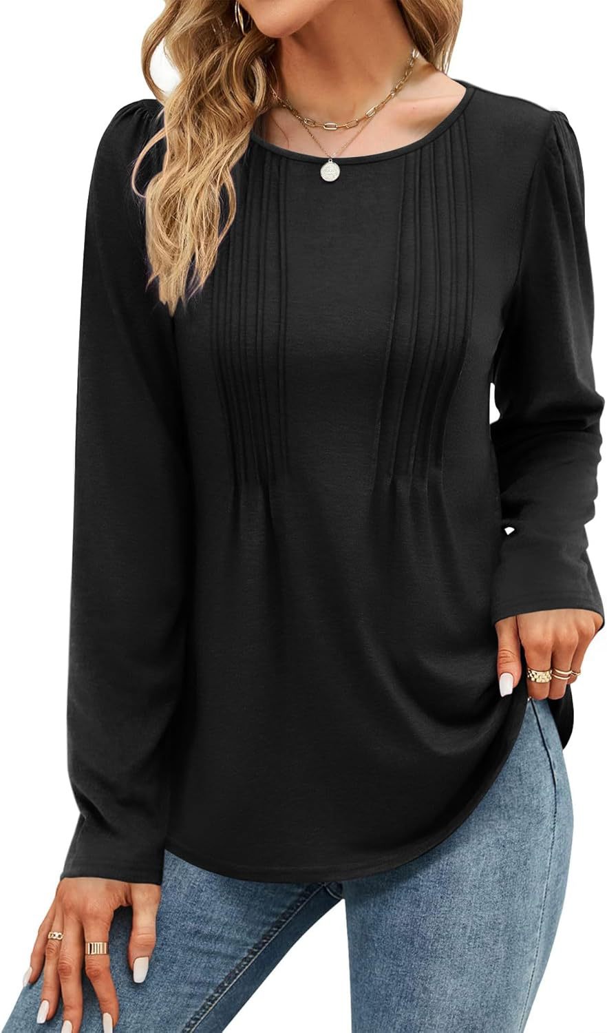Plain-colored Long-sleeve Crew-neck Top – Premium 0 | RICALOUX