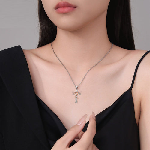 Cross Rose Jewelry Gift Necklace For Women by Ricaloux