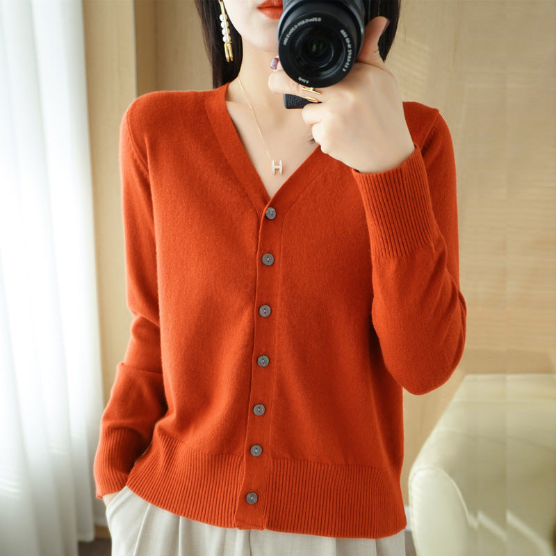 SpringSummer V-neck Cardigan Long-Sleeve Knit Top – Premium 0 | RICALOUX
