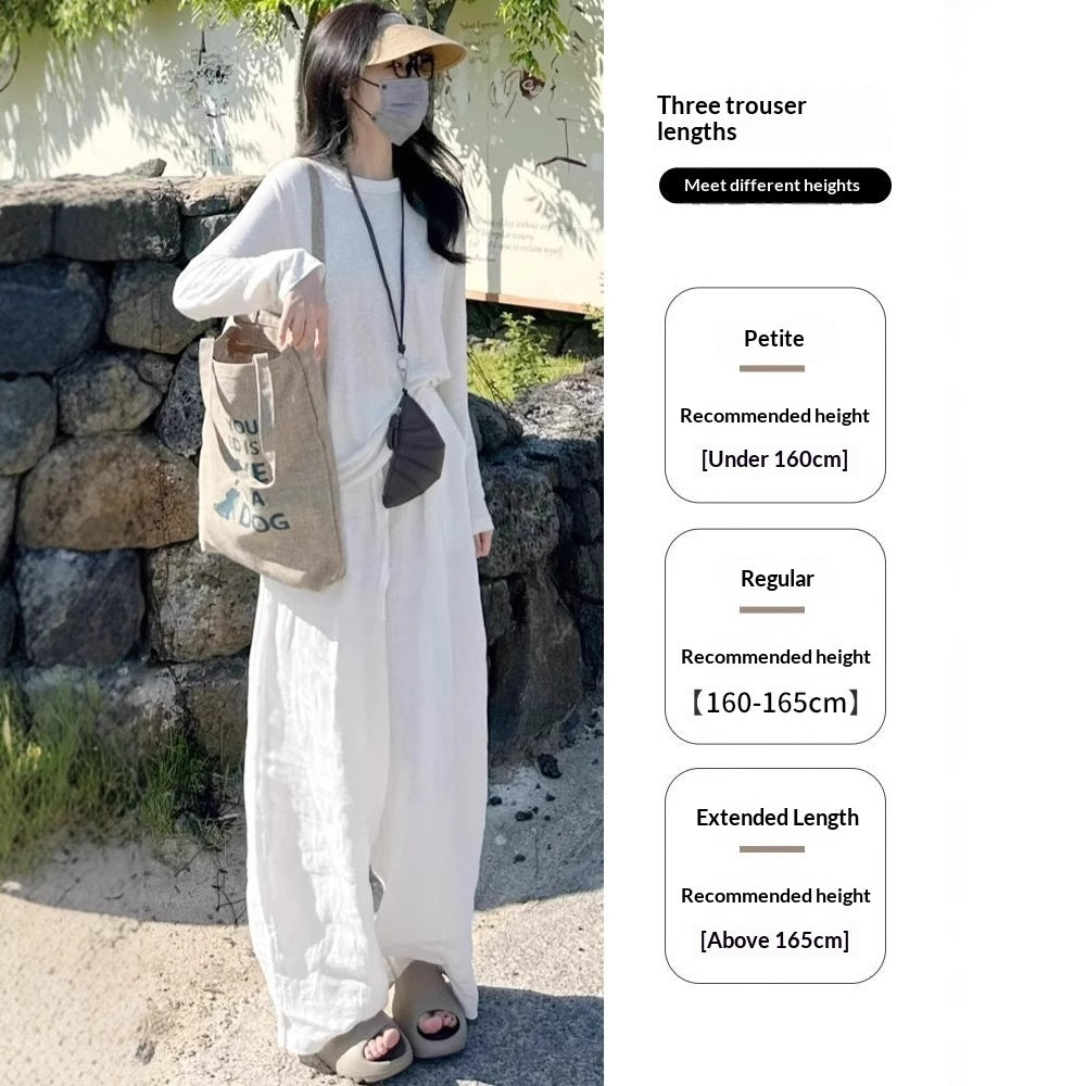 White Cotton-linen Wide-leg Viscose Floor-length Pants – Premium 0 | RICALOUX