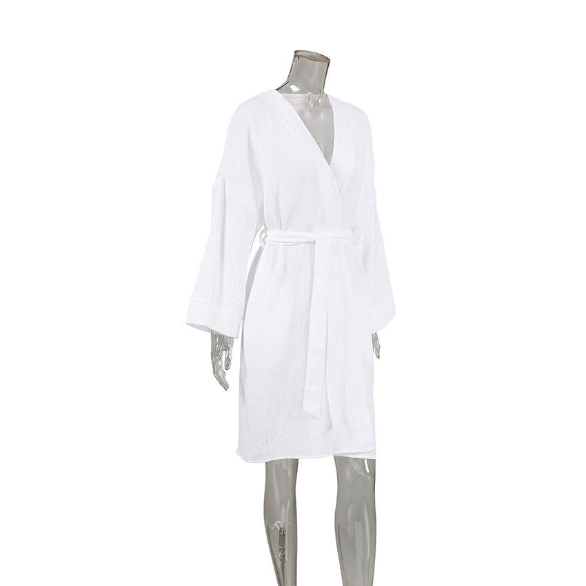 Cotton Fashion Long-sleeve Nightgown Womens Loungewear – Premium 0 | RICALOUX