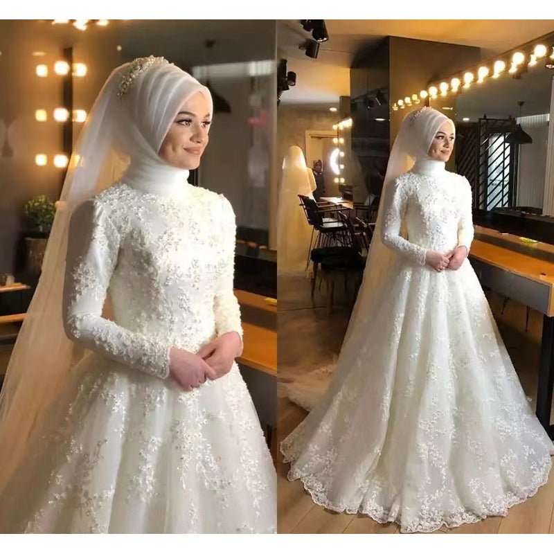 Long Sleeve White Dignified Wedding Dress - RICALOUX