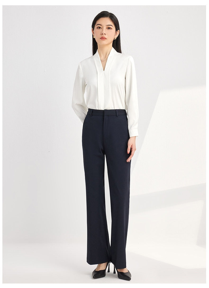 Wide-leg Straight-cut Draped Palazzo Pants With A Slight Flare At The Hem – Premium 0 | RICALOUX