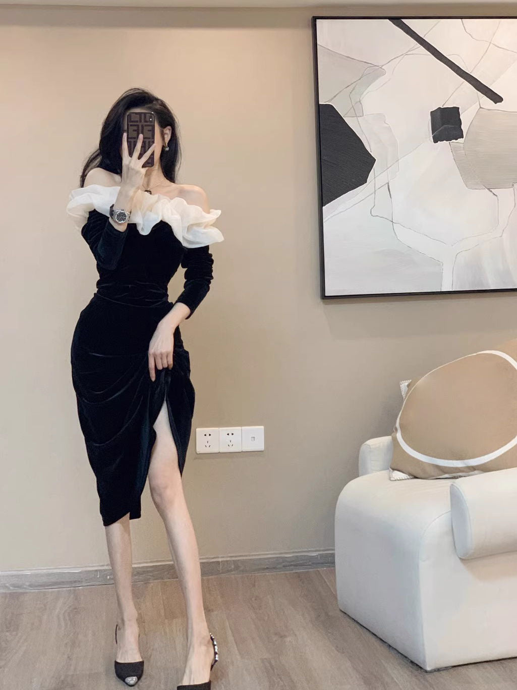 New High-end Velvet Casual Dress For Women by Ricaloux