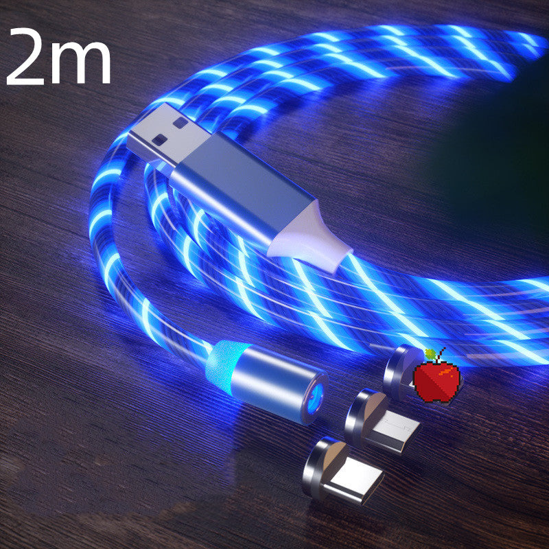 Magnetic Charging Cable Streamer Fast Charging Cable Lighting Micro USB Cable LED Magnet Charger Type-C Cable by Ricaloux