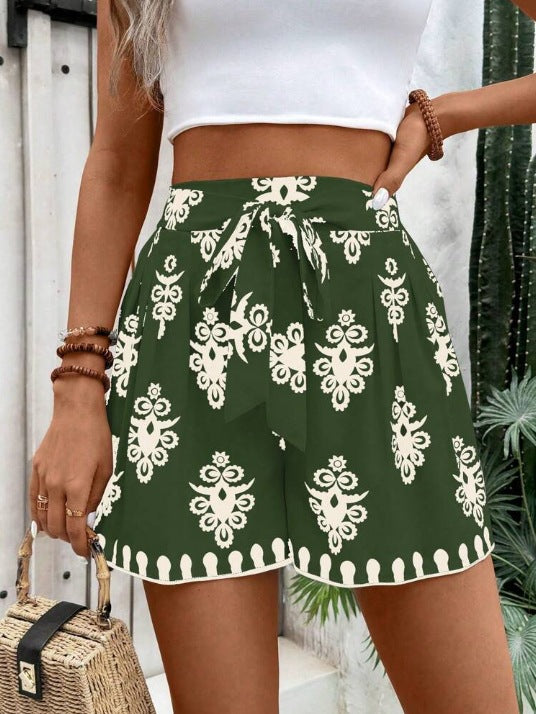 Womens Casual Versatile Printed Slim-fit Wide-leg Shorts – Premium 0 | RICALOUX