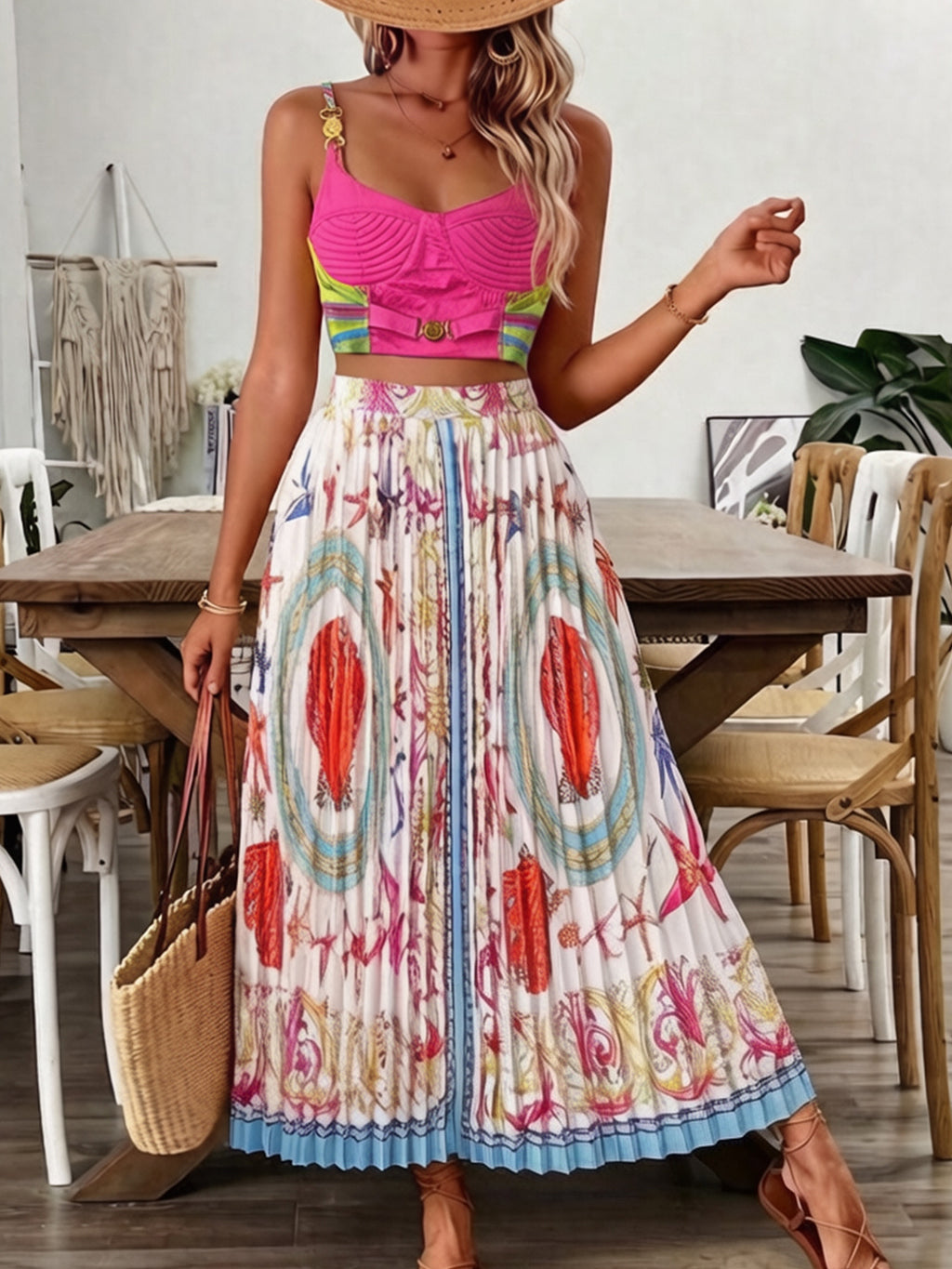 Romantic And Flowing Beach Vacation Dress Set by Ricaloux