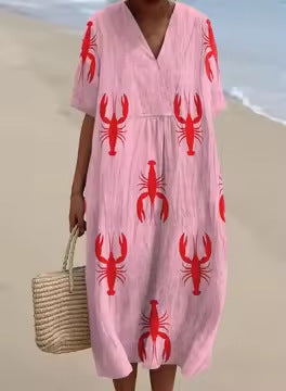Retro-style Loose-fitting Beach Dress For Women by Ricaloux