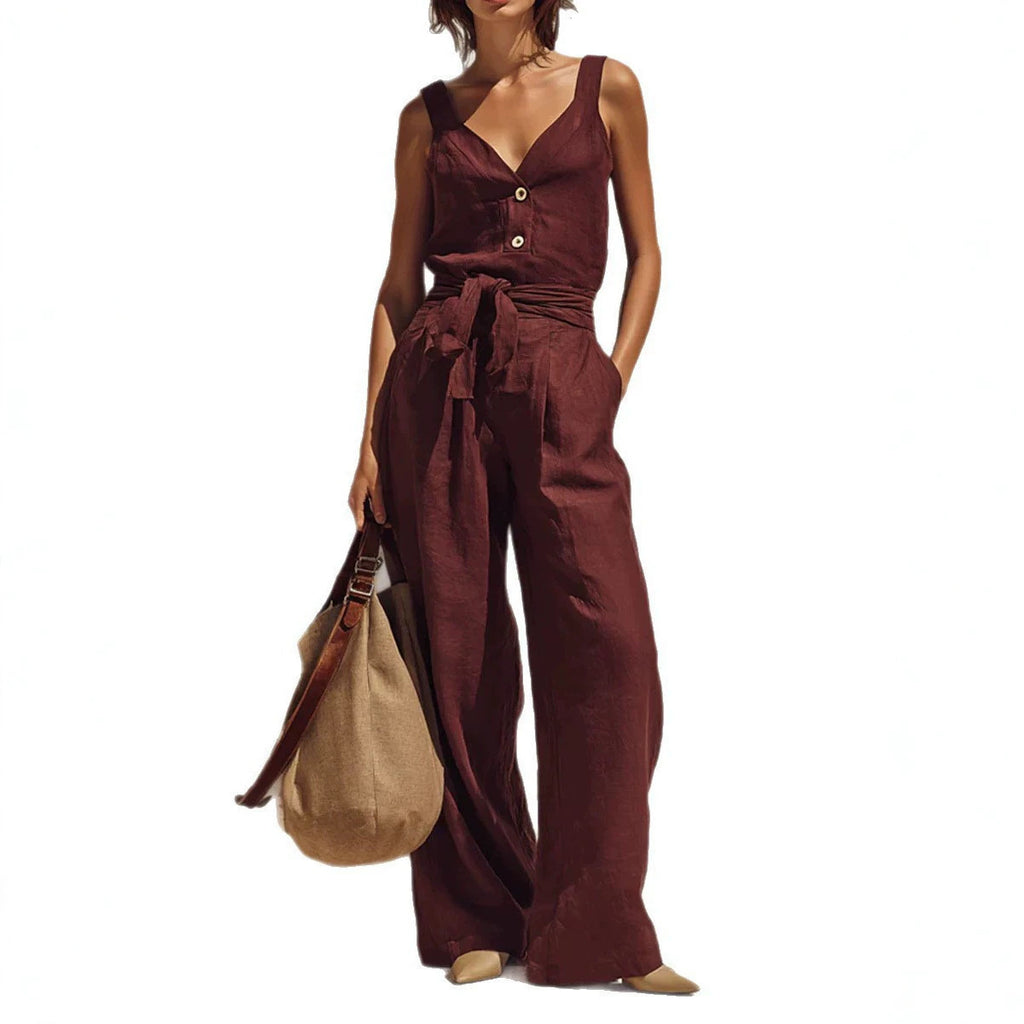 Loose-fitting Sleeveless Strap Jumpsuit by Ricaloux