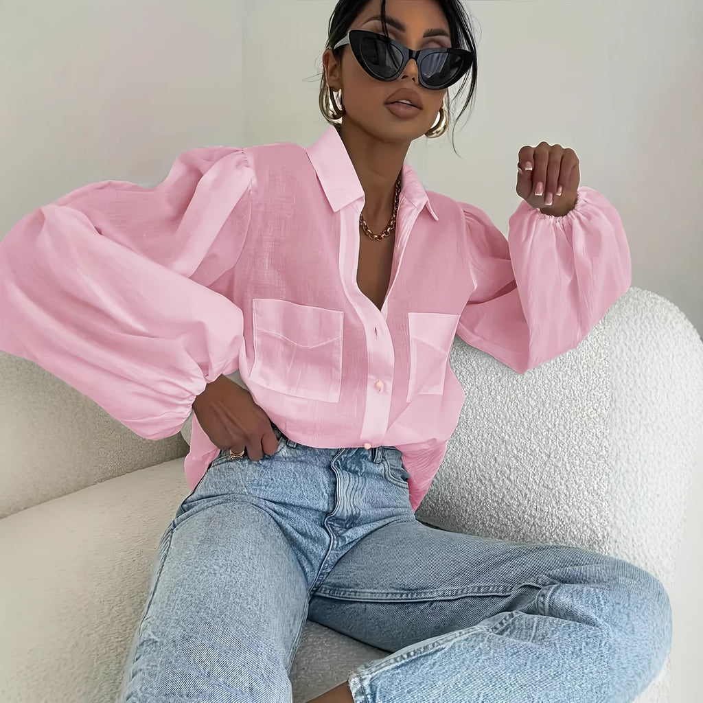 Solid-color Long Sleeves With Double Flap Pockets And A Lapel Collar – Premium 0 | RICALOUX