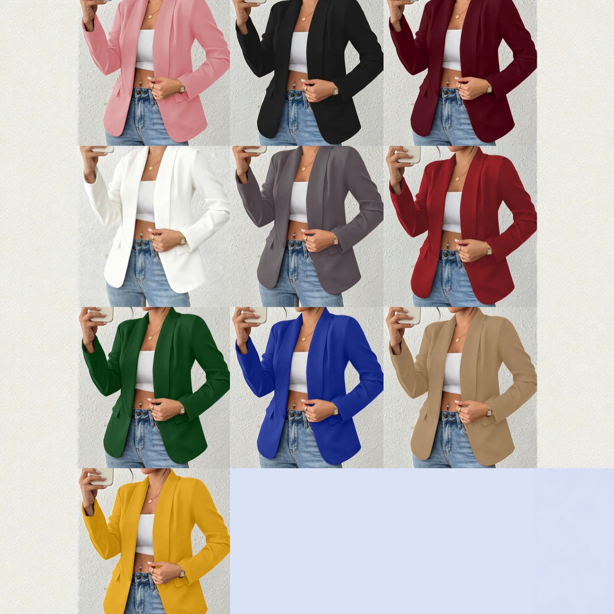 Womens Solid-color Lapel Coat With Pocket Flaps And Long Sleeves by Ricaloux