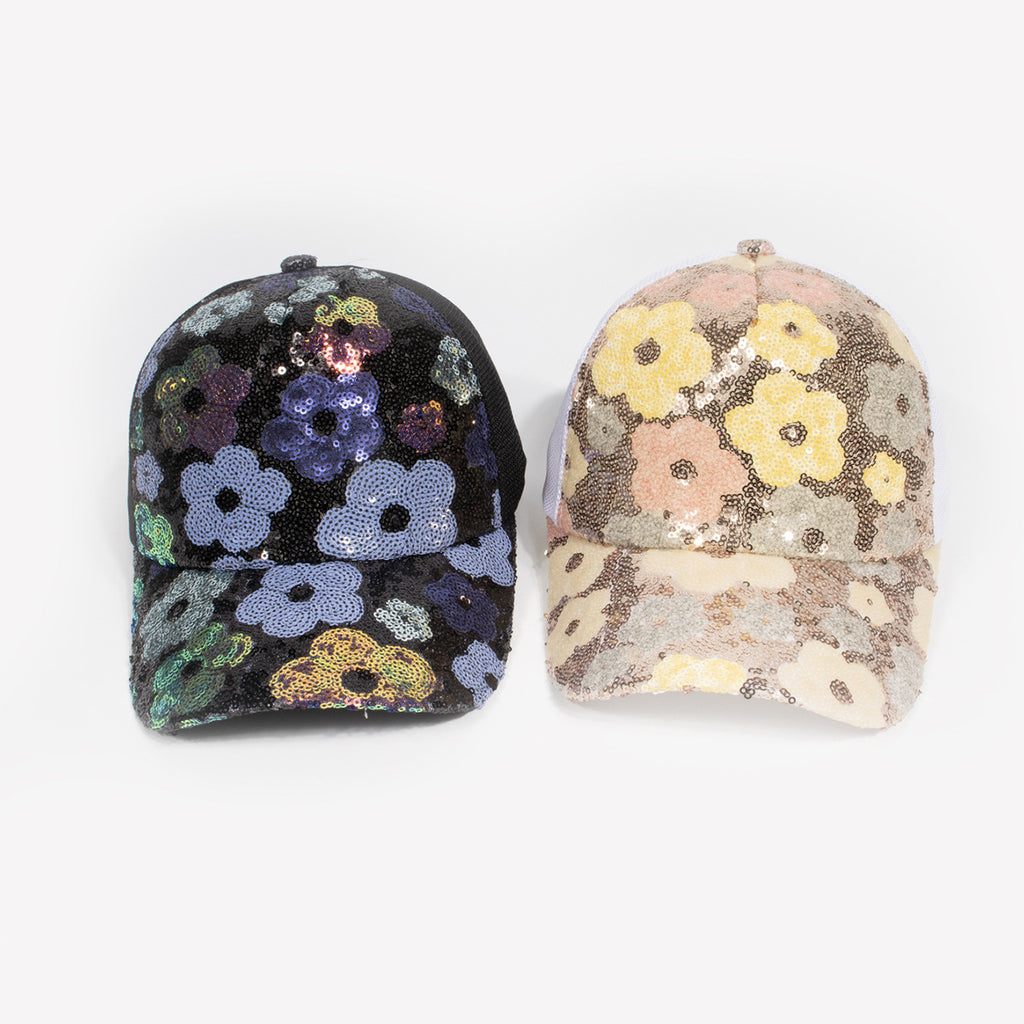Women's Retro Floral Sequin Patchwork Breathable Mesh Baseball Cap, Trendy And Fashionable, Suitable For Summer Outings And Vacation Wear. by Ricaloux