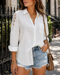Womens Long-Sleeve Lapel Shirt With Buttoned Pockets by Ricaloux